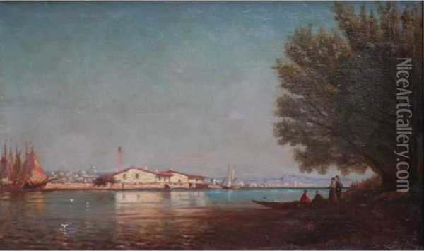 La Lagune A Murano Oil Painting - Amedee Rosier