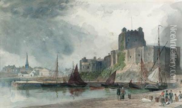 Carrickfergus Castle, Co. Antrim Oil Painting - Joseph Carey Carey