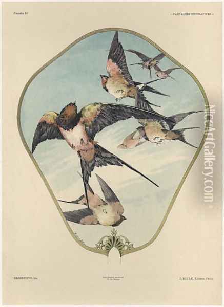 Fan plate 30 from Fantaisies decoratives Oil Painting - Jules Auguste Habert-Dys