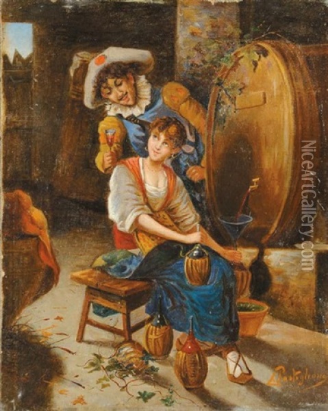 Corteggiamento Della Vinaia Oil Painting - Salvatore Postiglione