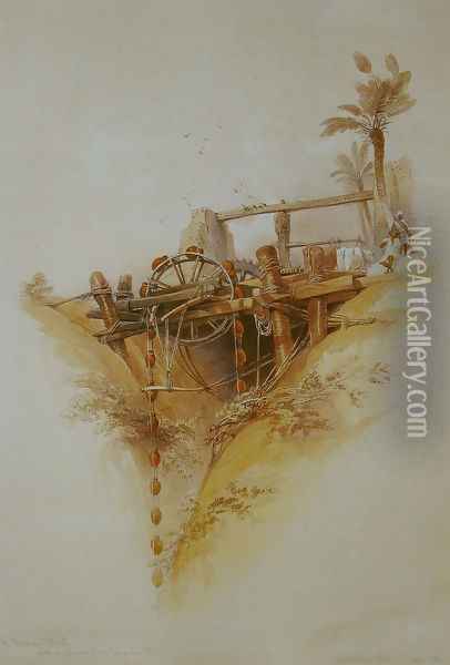 05 Persian Wheel used for drawing water from the Nile Oil Painting - David Roberts