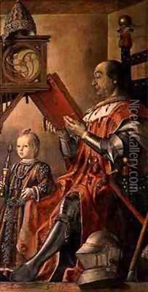 Portrait of Federigo da Montefeltro, Duke of Urbino (1422-82) and his son Guidobaldo Oil Painting - Pedro Berruguete