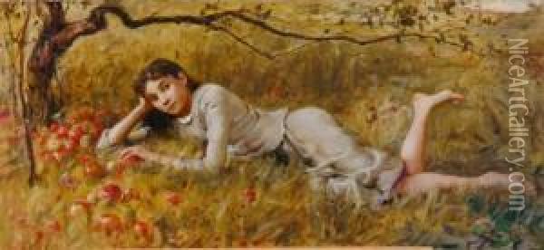 At Rest In The Apple Orchard Oil Painting - Stephen A. Douglas Volk