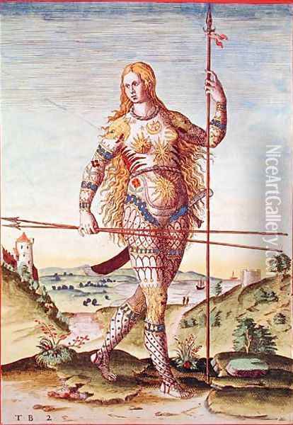Pictish woman, from Admiranda Narratio..., engraved by Theodore de Bry (1528-98) 1585-88 Oil Painting - John White