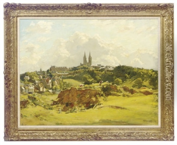 View Of Coutances, France Oil Painting - Walter Westley (Sir) Russell