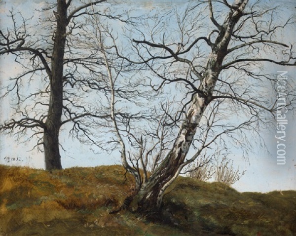 Birke Und Eiche Im Fruhling Oil Painting - Julius Karl von Leypold