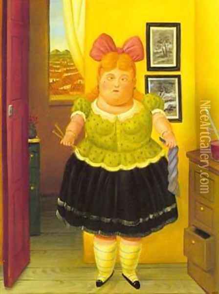 The Seamstress 1990 Oil Painting - Fernando Botero