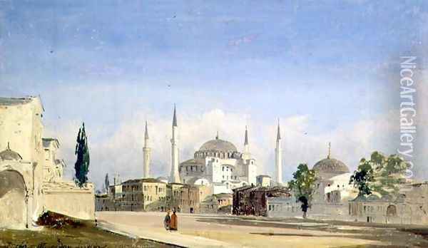 Haghia Sophia, Constantinople, 1843 Oil Painting - Ippolito Caffi