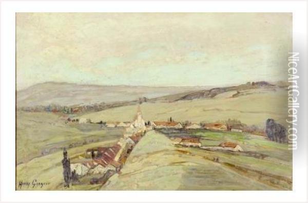 Village En Bresse Oil Painting - Henry Grosjean