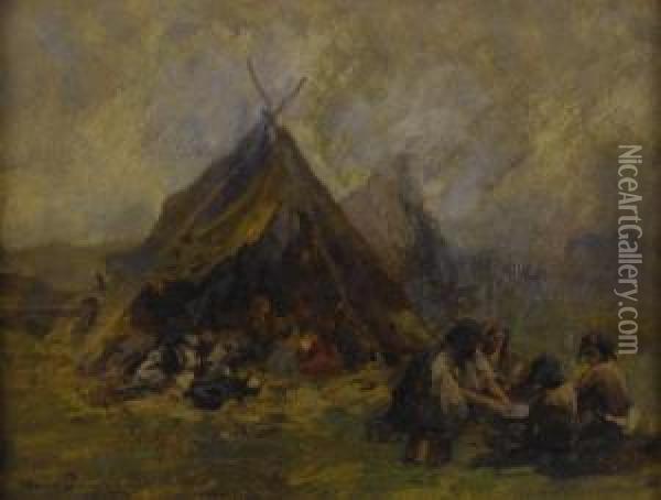 Camping Gypsies Oil Painting - Johann Larwin