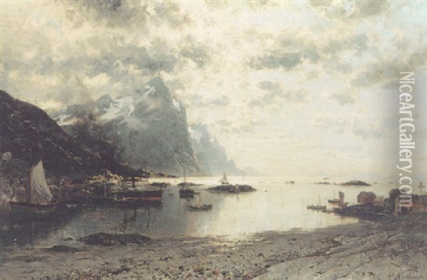 The Harbour Oil Painting - Adelsteen Normann