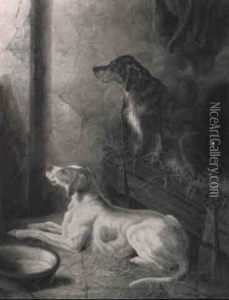 Pointer And Setter Dogs Oil Painting - Charles Edward Brittan Jr.