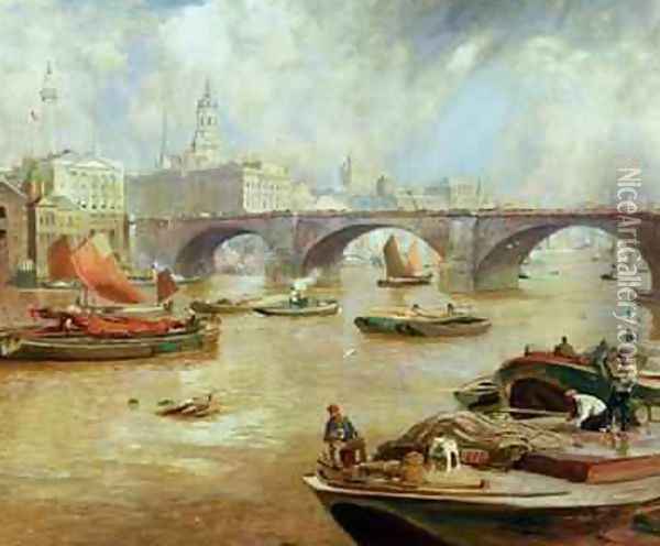 London Bridge from Bankside Oil Painting - David Murray