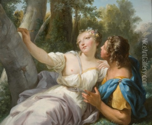 Angelique Et Medor Oil Painting - Jacques Antoine Beaufort