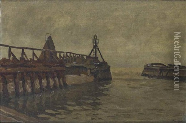 The Harbour Entrance Oil Painting - Willem Bastiaan Tholen