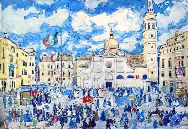 Santa Maria Formosa square, Venice Oil Painting - Maurice Brazil Prendergast