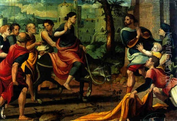 Christ's Entry Into Jerusalem Oil Painting - Pieter Coecke van Aelst the Elder