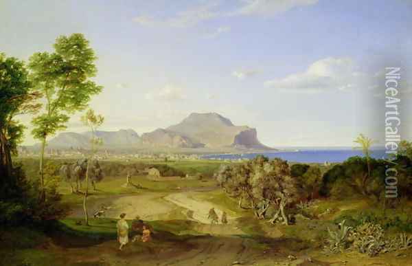 View over Palermo, 1828 Oil Painting - Carl Rottmann