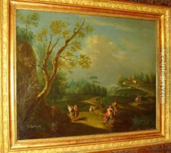 Landscape With Traveller Oil Painting - Francesco Zuccarelli