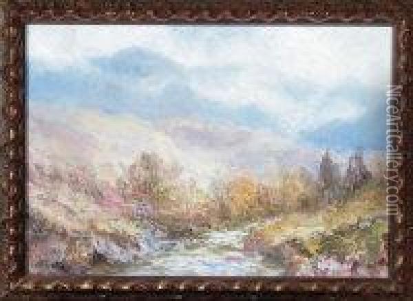 A Borderland River Valley Oil Painting - John Falconar Slater