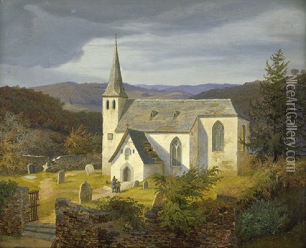 Gotische Kirche Im Sauerland Oil Painting - Peter Heinrich Happel