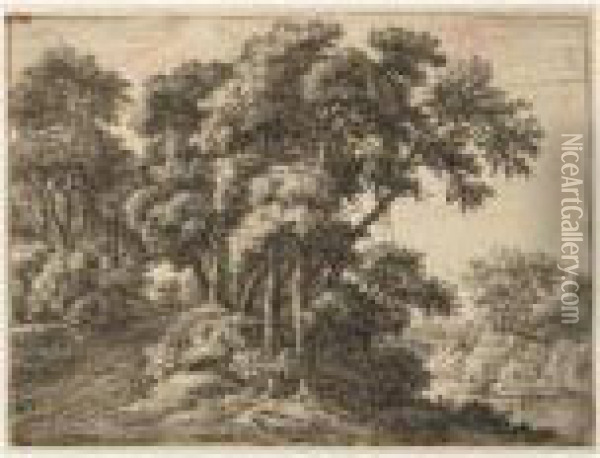 A Collection Of Prints Of Wooded Landscapes Oil Painting - Anthonie Waterloo