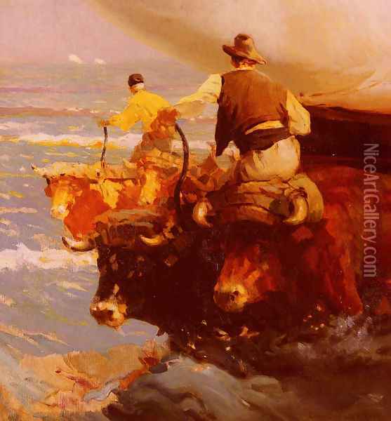 Return From Fishing Oil Painting - Enrique Martinez Cubells y Ruiz