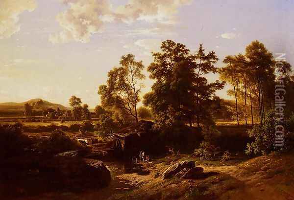 A River Landscape With A Mill Oil Painting - Joseph Quinaux