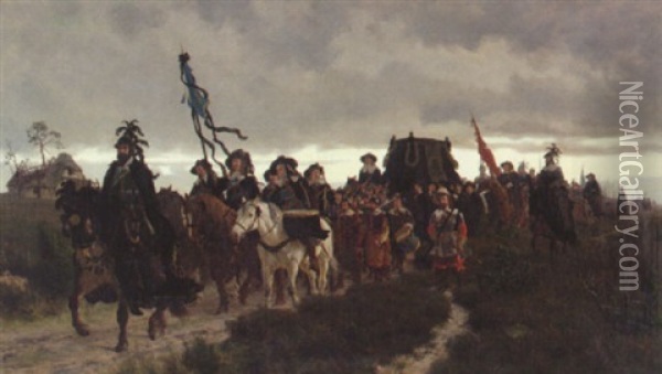 Gustaf Ii Adolfs Likfard Oil Painting - Werner Wilhelm Gustav Schuch