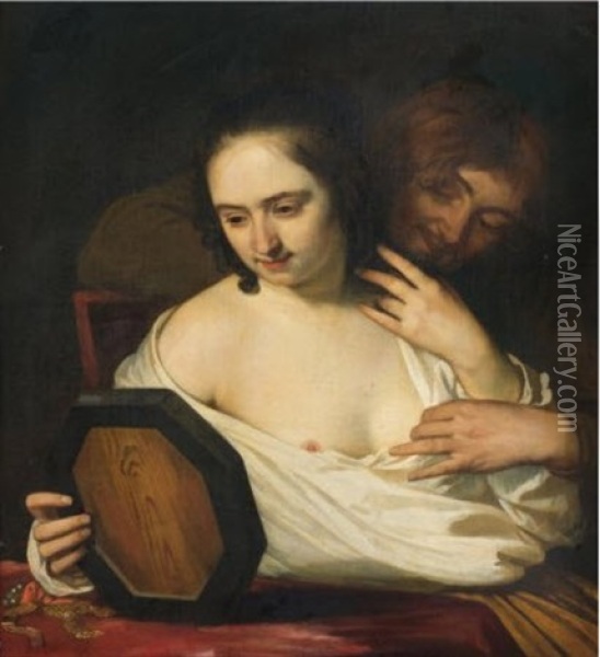 Jeune Femme Au Miroir Oil Painting - Jakob van Loo