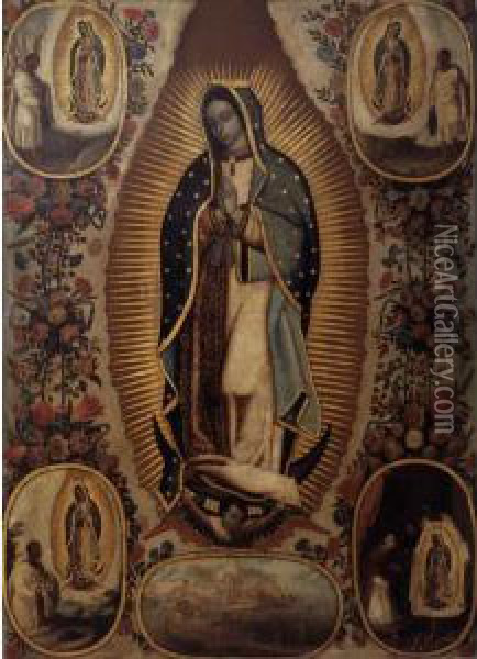 Virgen De Guadalupe Oil Painting - Juan Rodriguez Juarez