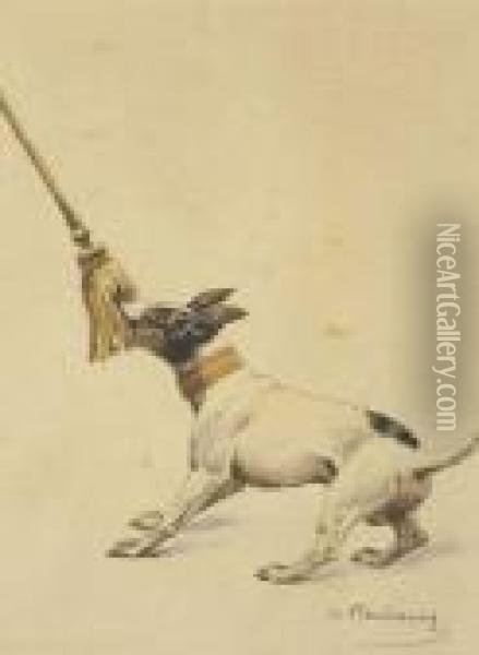 Chiens < Jack Russel > Jouant Oil Painting - Charles Fernand de Condamy