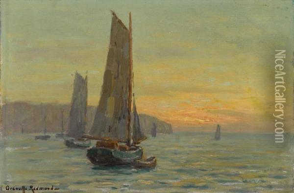 Sailboats At Sunset Oil Painting - Granville Redmond