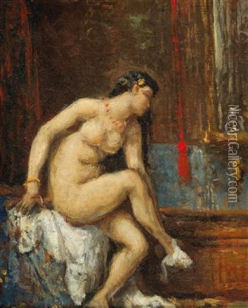 At Her Toilette Oil Painting - Theodore Chasseriau