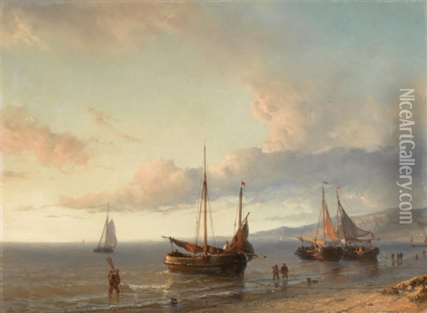 The Fisherman's Return Oil Painting - Johan Hendrik Meyer