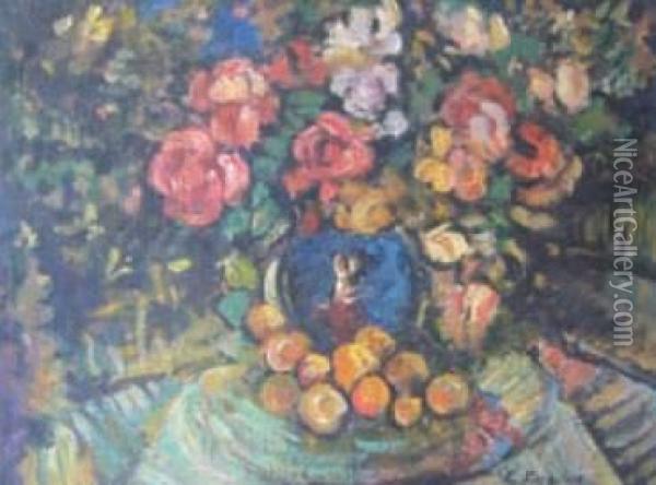 Bouquet De Fleurs. Oil Painting - Konstantin Alexeievitch Korovin