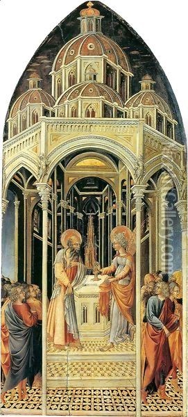 Annunciation to Zachariah Oil Painting - Giovanni di Paolo