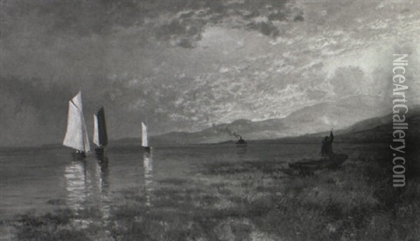 Becalmed, Twilight Oil Painting - Arthur Parton