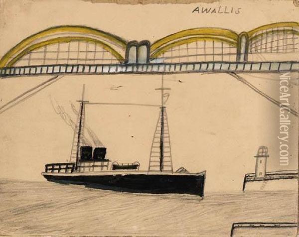 Saltash Bridge, Cornwall Oil Painting - Alfred Wallis
