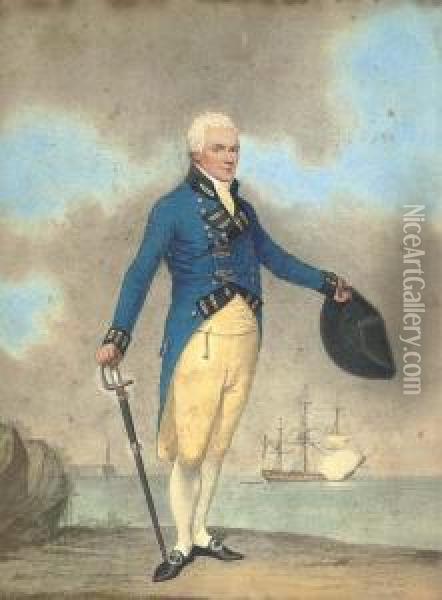 Portrait Of Captain Rait In The Uniform Of The East India Company Oil Painting - Adam Buck