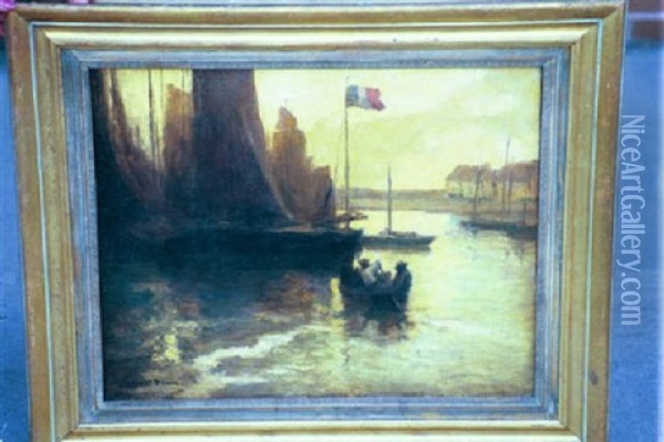 French Harbor Oil Painting - George Elmer Browne