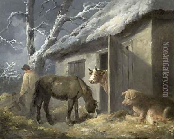 Winter Farmyard Oil Painting - George Morland