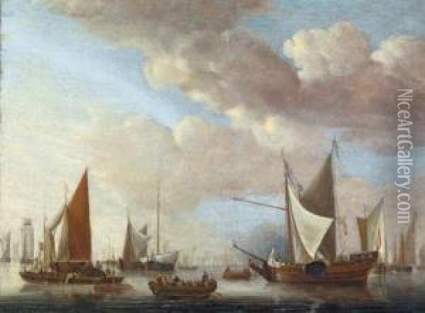 Imbarcazioni Sul Mare Tranquillo Oil Painting - Jan Van De Capelle