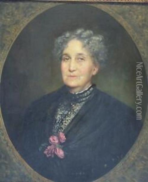 Half Length Portrait Of A Lady Oil Painting - Jennett Collins