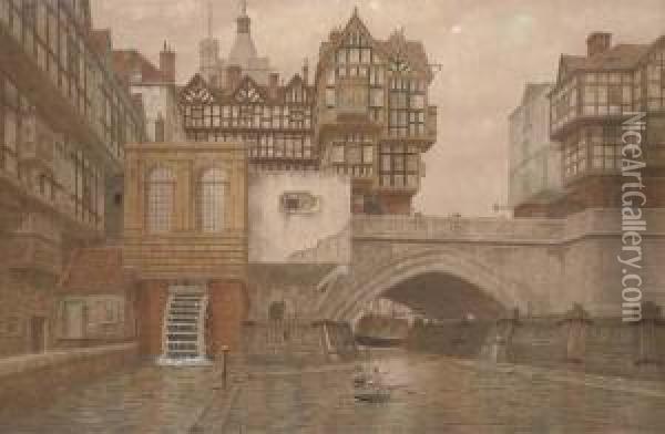Old London Bridge Oil Painting - James Lawson Stewart