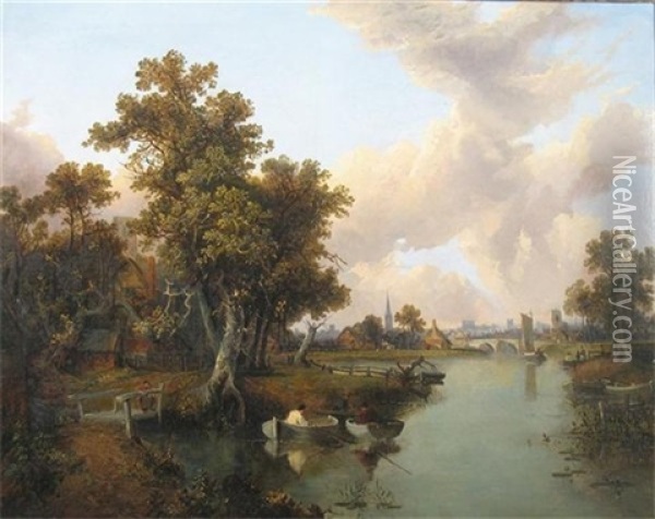 River Wensum, Norwich Oil Painting - Joseph Paul