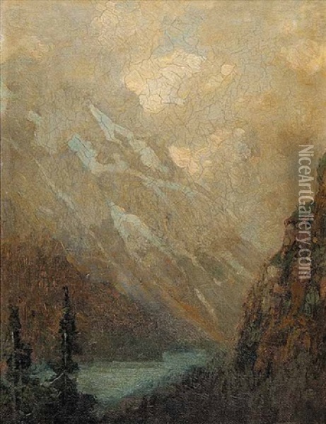 Untitled - A Mountain Lake Oil Painting - Frederic Marlett Bell-Smith