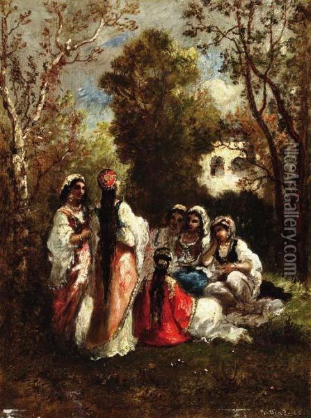 Story Telling Oil Painting - Narcisse-Virgile D Az De La Pena