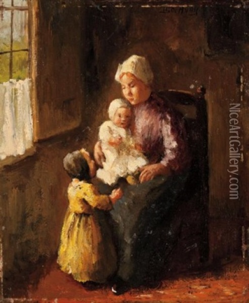 Southing The Baby Oil Painting - Bernard de Hoog
