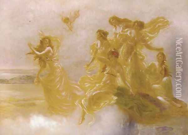 Goddesses dancing on Mount Olympus Oil Painting - Edouard Bisson